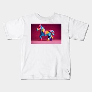 Colorful pony , origami horse design Kids T-Shirt